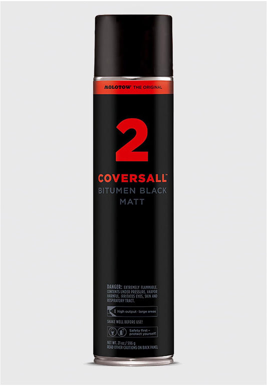 2x Molotow Coversall 2 Bitumen Spray matte black Can 600ml