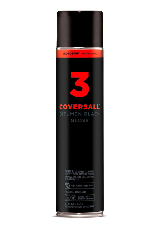 2x Molotow Coversall 2 Bitumen Spray glossy black Can 600ml