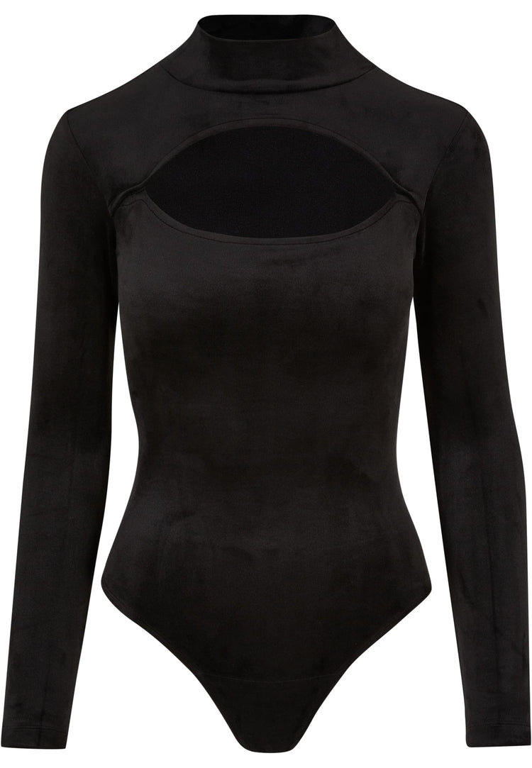 Ladies black Velvet Cut-Out Turtleneck Body