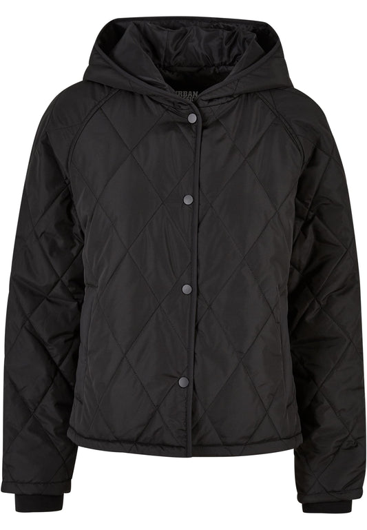 Ladies Oversized Diamond Quilted Hooded Jacket