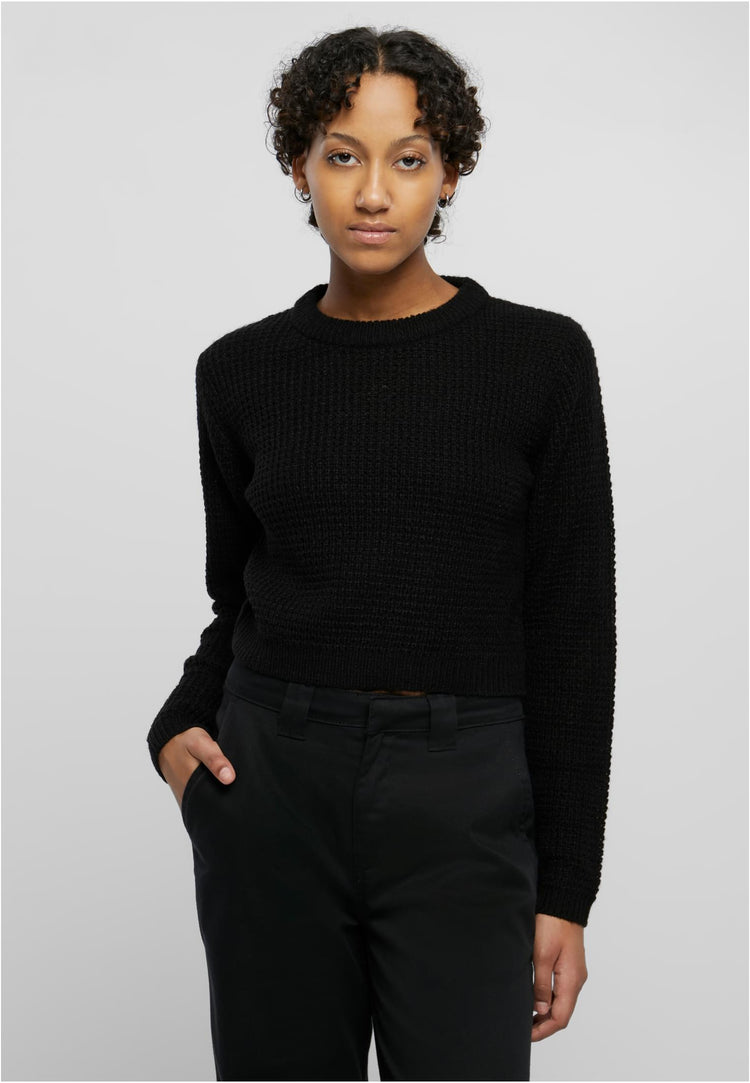 Ladies Short Waffle Sweater