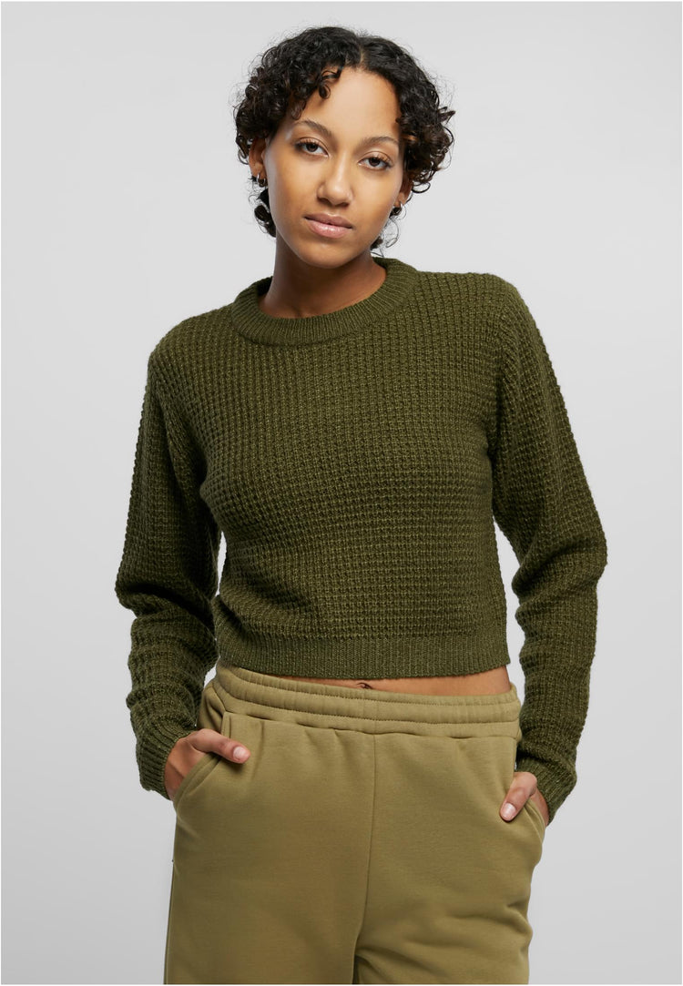 Ladies Short Waffle Sweater