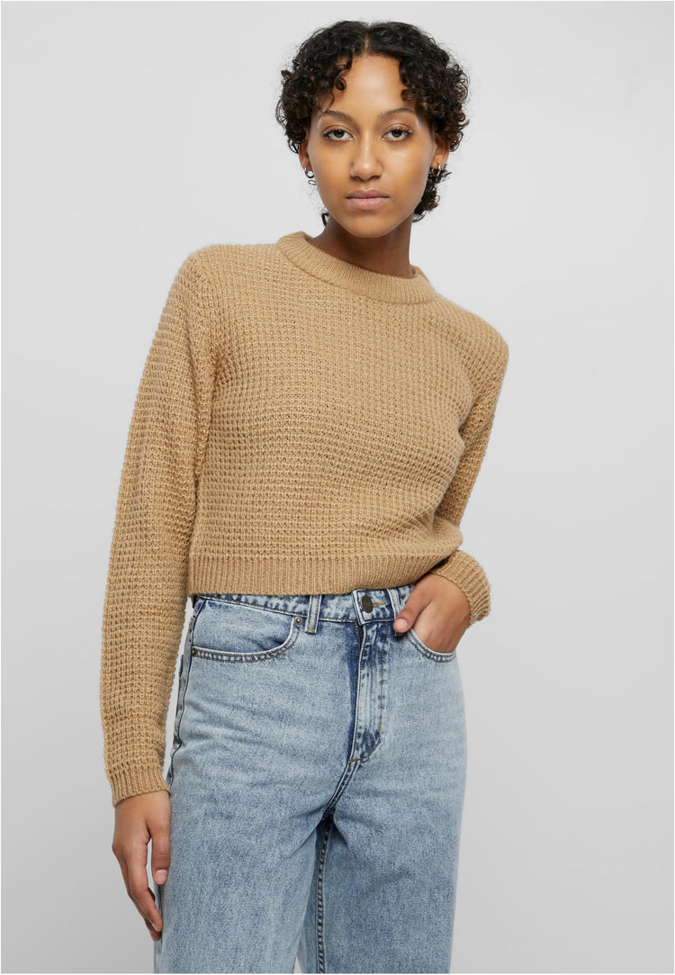 Ladies Short Waffle Sweater