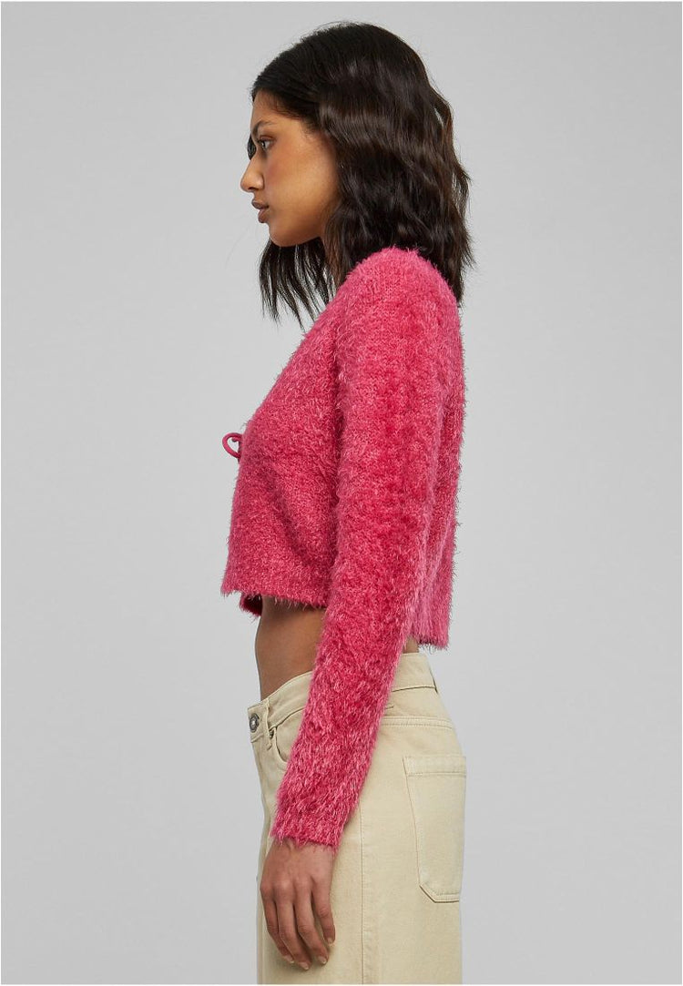 Ladies Tied Cropped Feather Cardigan