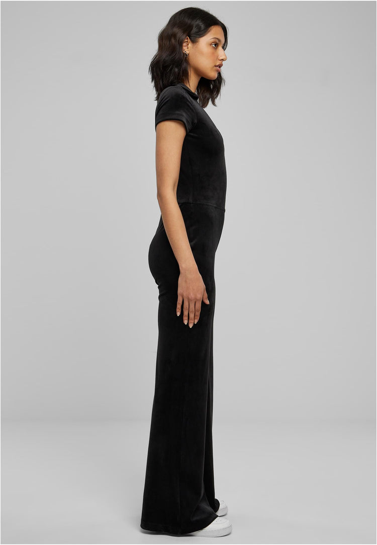 Ladies retro black Velvet Jumpsuit