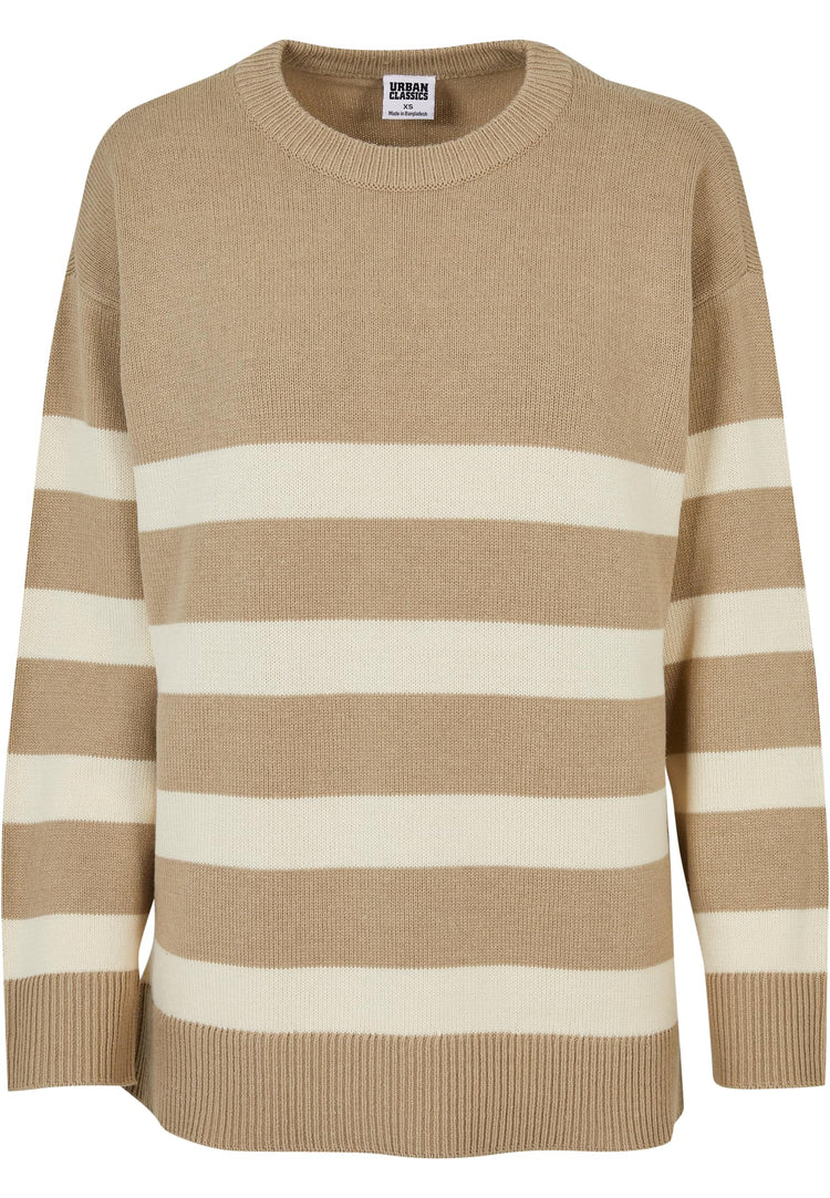 Ladies Striped Knit Crew Sweater