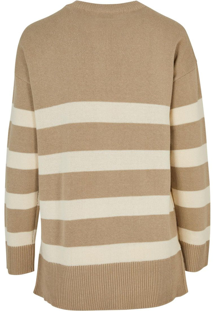Ladies Striped Knit Crew Sweater