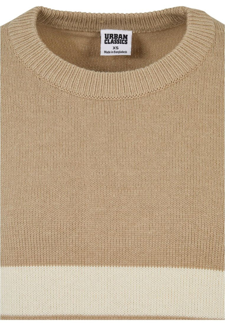 Ladies Striped Knit Crew Sweater