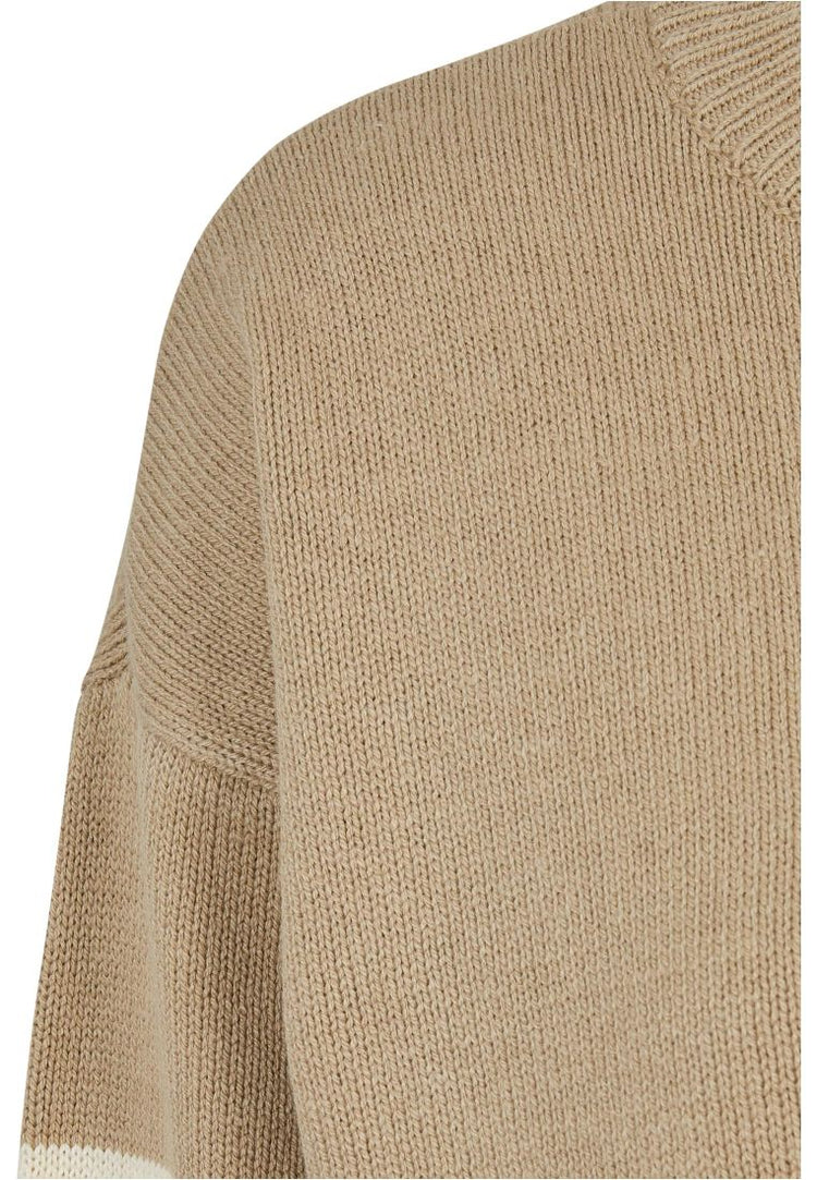 Ladies Striped Knit Crew Sweater