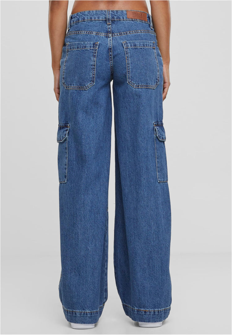 Ladies Low Waist Cargo Denim