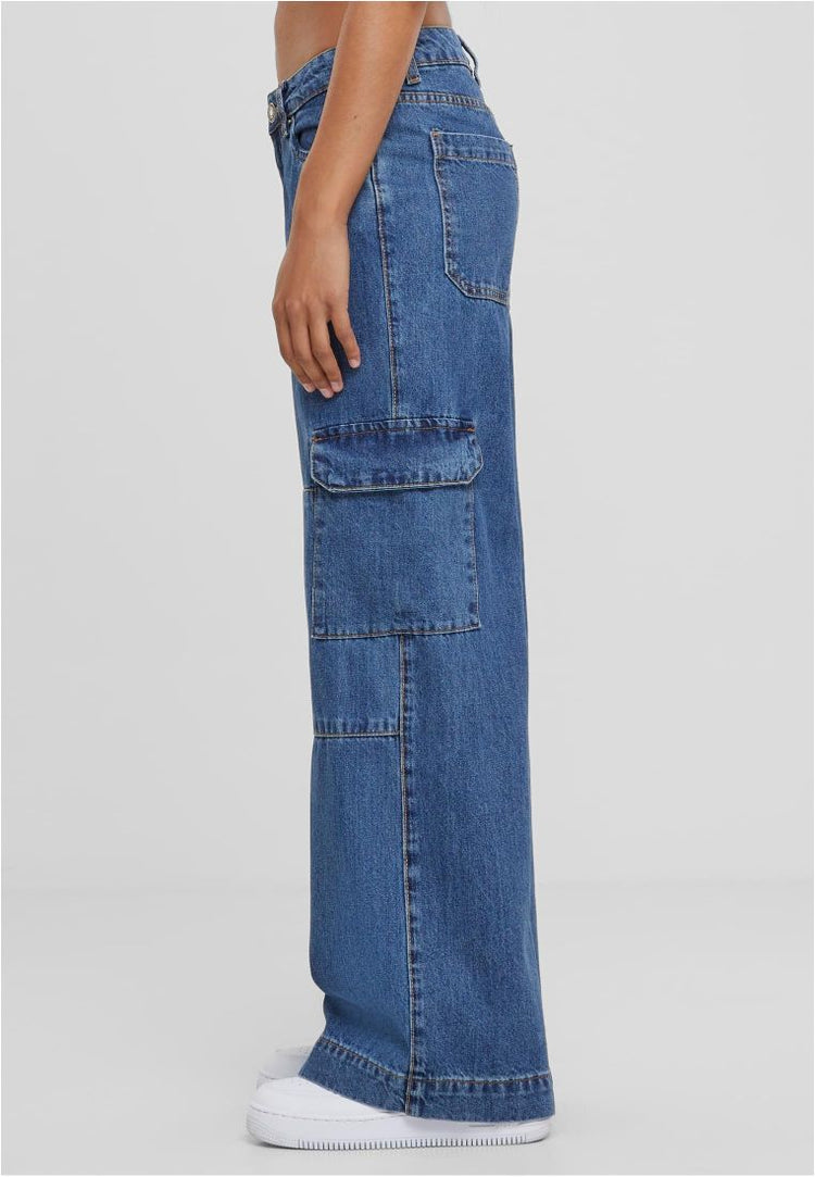 Ladies Low Waist Cargo Denim