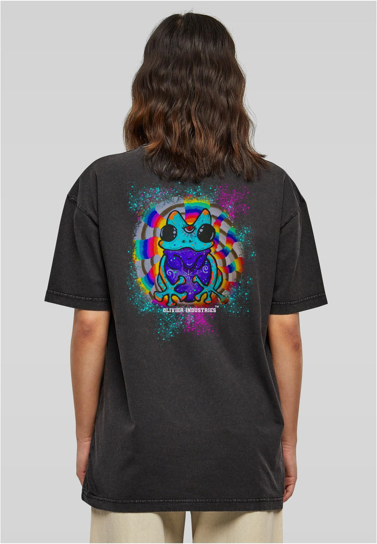 Olivier Industries TM frog psychodelic art acid Ladies Boyfriend Tee