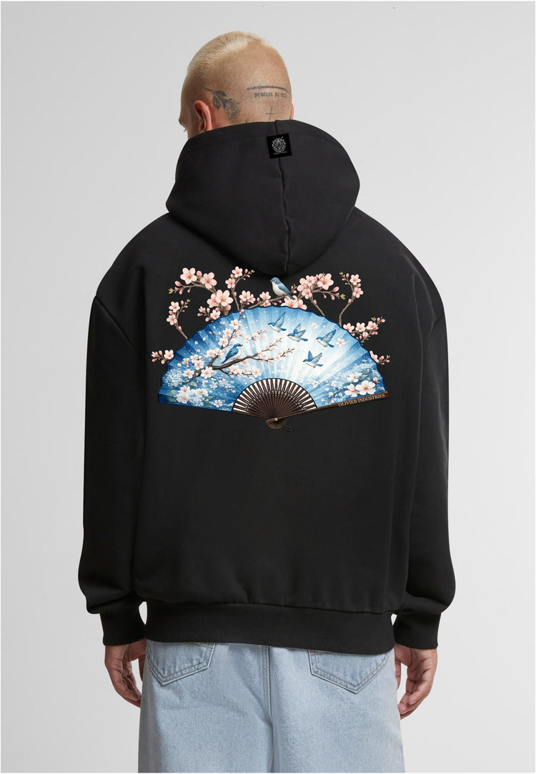 Olivier Industries TM Fächer Kirschblüten oversize heavy unisex Hoodie blck