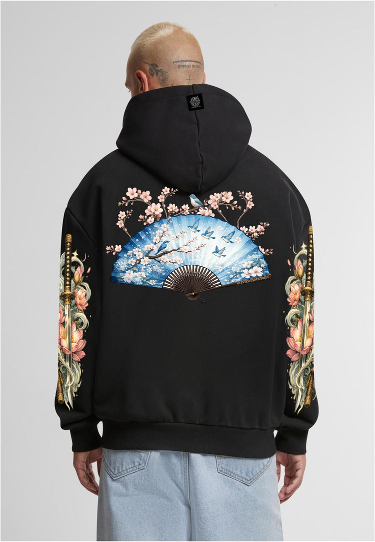 Olivier Industries TM Fächer all side printed limited handmade heavy unisex Hoodie blck