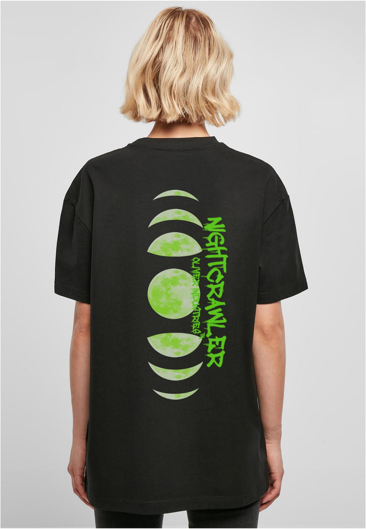 Olivier Industries Nightcrawler Black-moon yellow green Ladies Oversize Tee