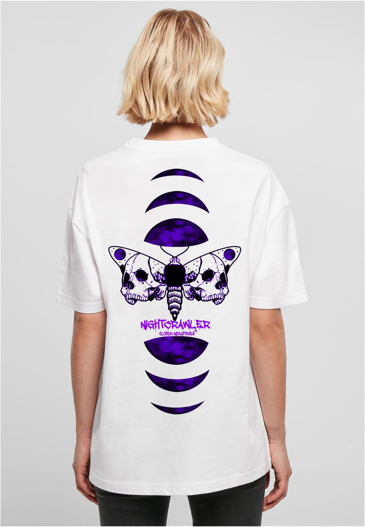 Olivier Industries Nightcrawler Black-lilac moon Moth Ladies Oversize Tee