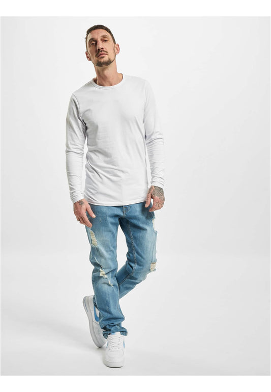 Distressed "Claudio" Slim Fit Blue Jeans - Olivier Industries ® Art & Apparel
