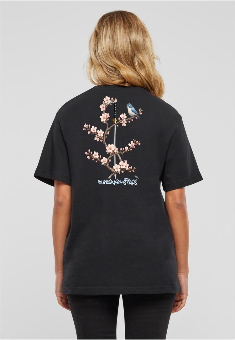 Olivier Industries TM -Cherry Blossum Bird - 2 side printed -everyday Ladies Tee