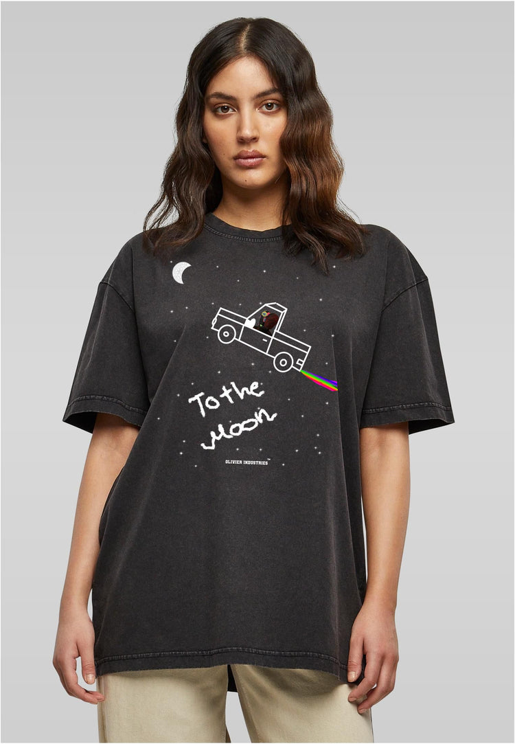 Olivier Industries TM to the moon acid washed Ladies Boyfriend Tee