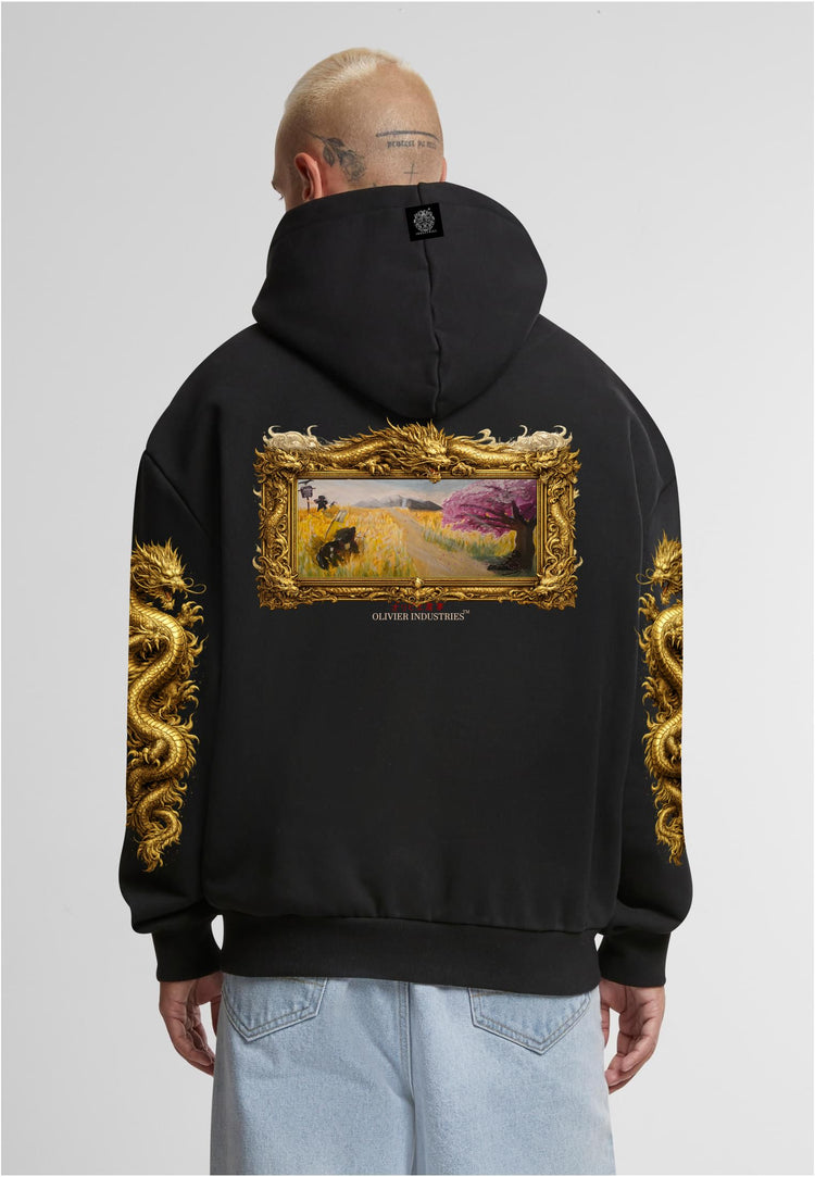 Olivier Industries TM original acryl dragon all side printed limited handmade heavy unisex Hoodie blck