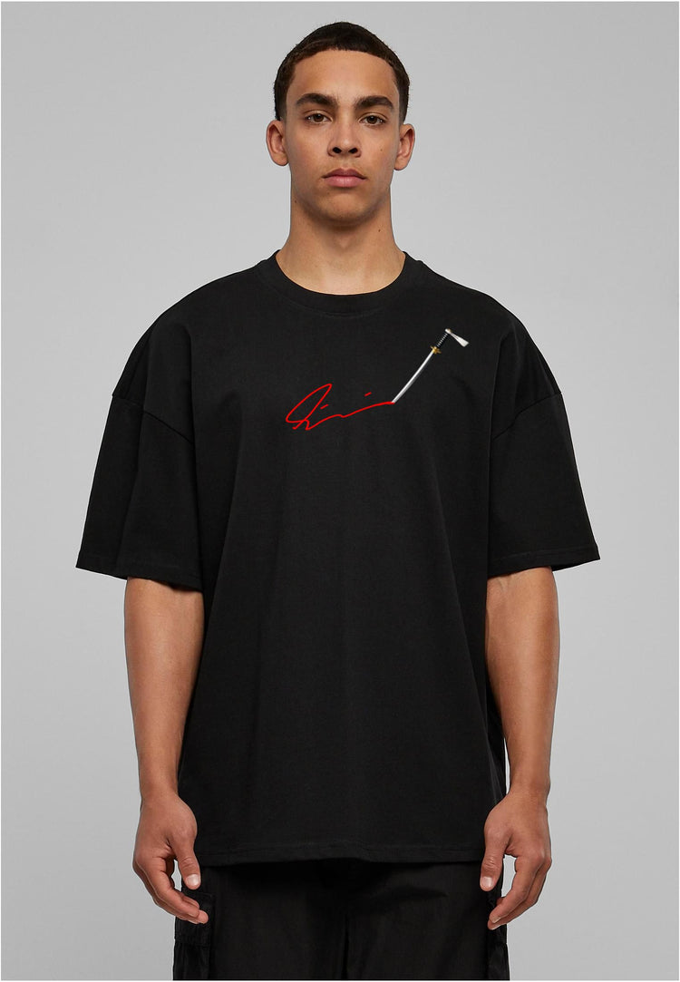 Olivier Industries TM - Handmade - Samurai signature sword unisex heavy oversize Tee blck