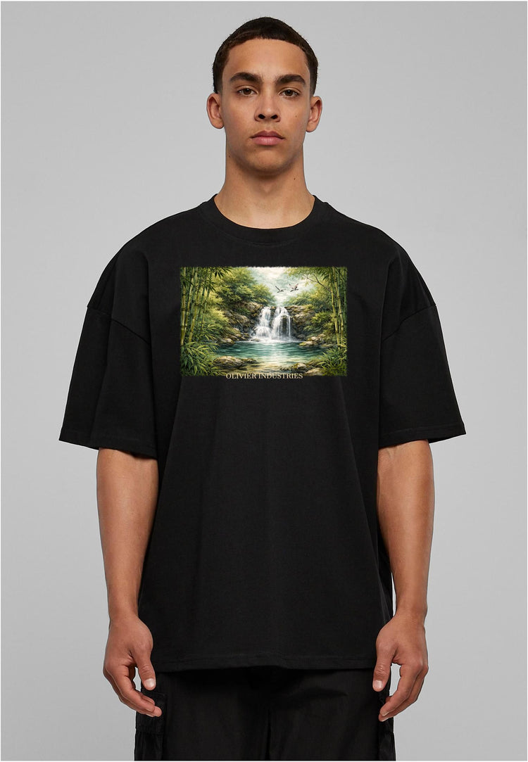 Olivier Industries TM - Handmade - Waterfall unisex heavy oversize Tee blck