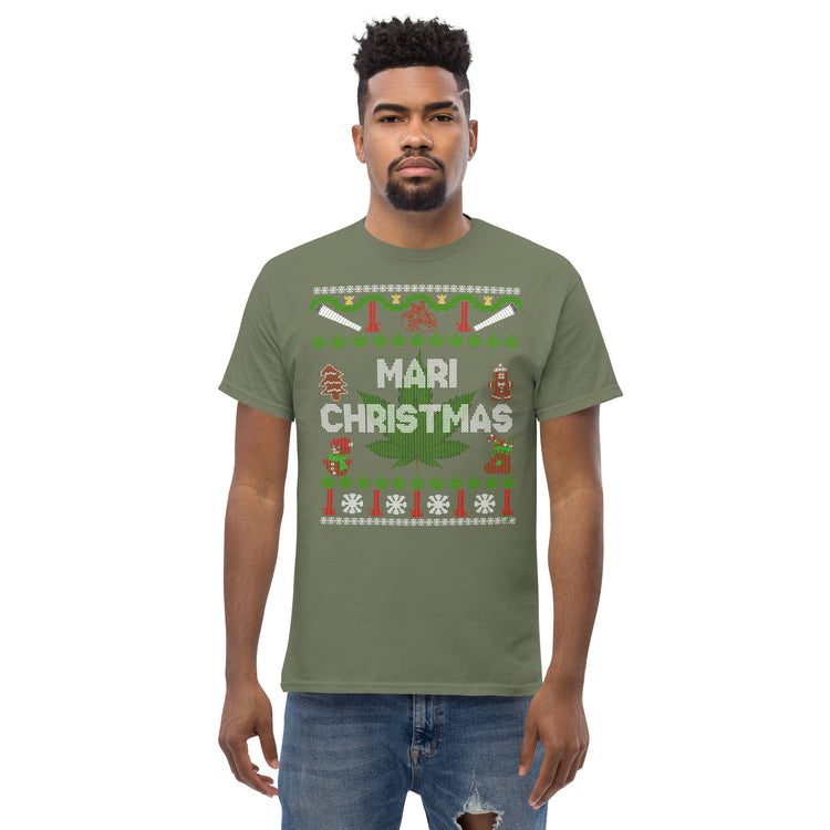 Mari Christmas Hemp Cannabis christmas ugly sweater unisex T-shirt