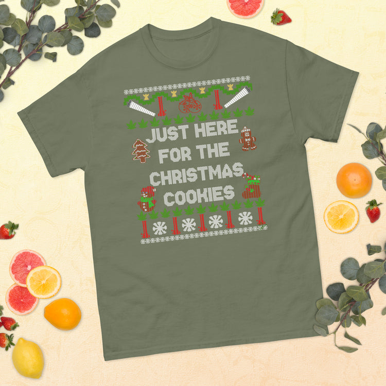 Funny christmas ugly sweater Outfit Marijuana just for the cookies unisex T-shirt