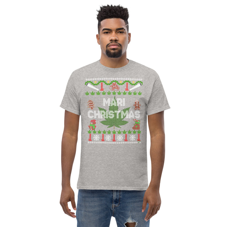 Mari Christmas Hemp Cannabis christmas ugly sweater unisex T-shirt
