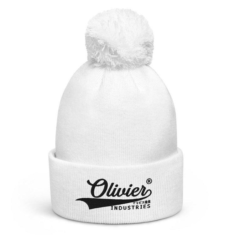 Olivier Industries ® Japanese logo embroidered on unisex bobble beanie - Olivier Industries