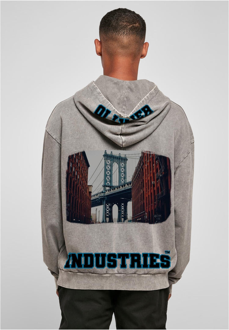 Olivier Industries® Brooklyn New York Acid washed oversized 2 side print Hoodie - Olivier Industries ® Art & Apparel
