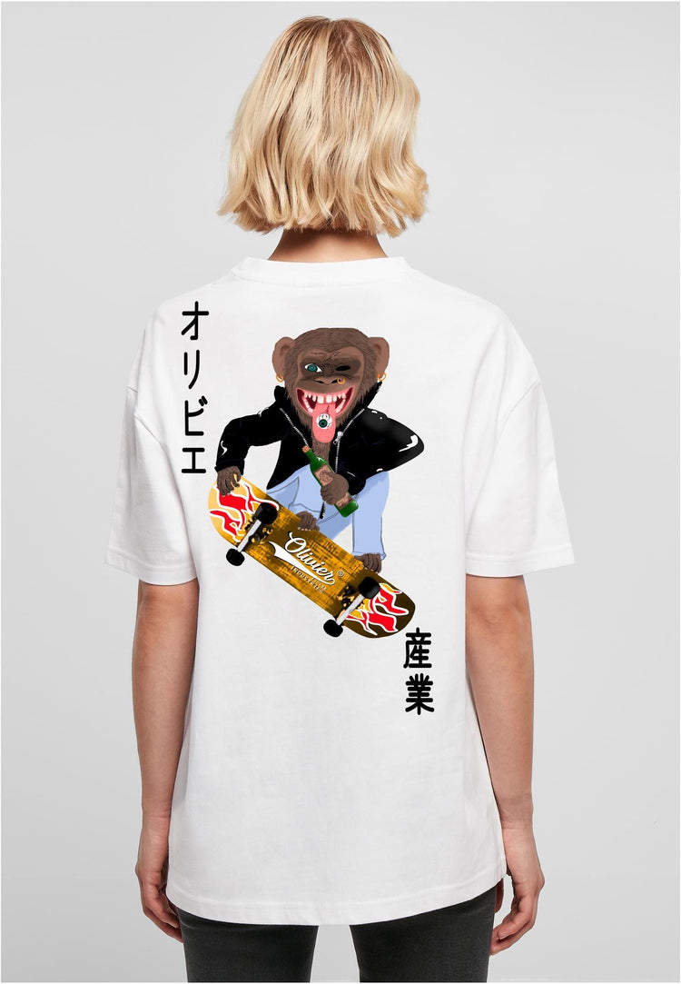 Olivier Industries ® Oversized- Skating Ape - Ladies Boyfriend Tee - Olivier Industries ® Art & Apparel