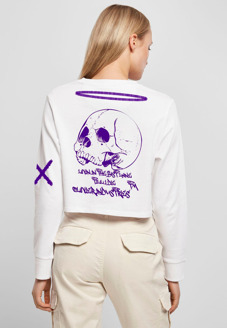 Olivier Industries ® skull fast lane - Woman Longsleeve Crewneck Crop - Olivier Industries ® Art & Apparel