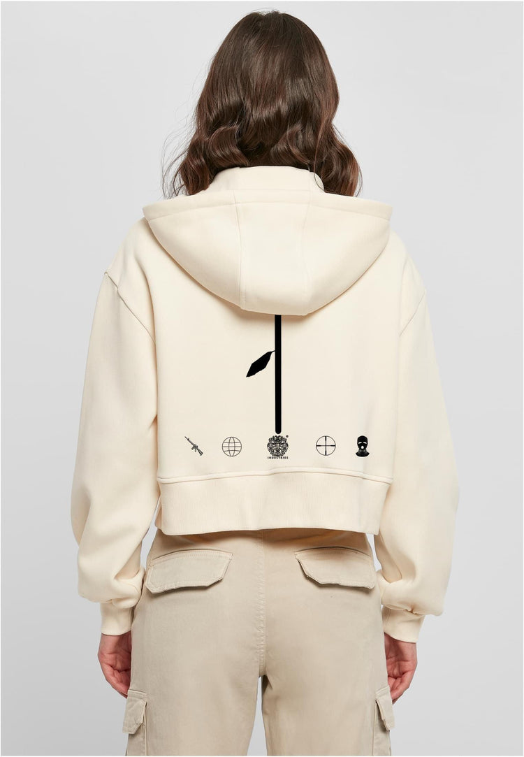 Olivier Industries ® If I die Young Rose feather - woman oversized short Zip Hoodie - Olivier Industries ® Art & Apparel