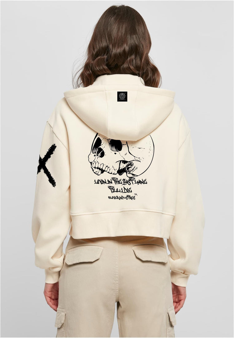 Olivier Industries ® skull fast lane- woman oversized short Zip Hoodie - Olivier Industries ® Art & Apparel