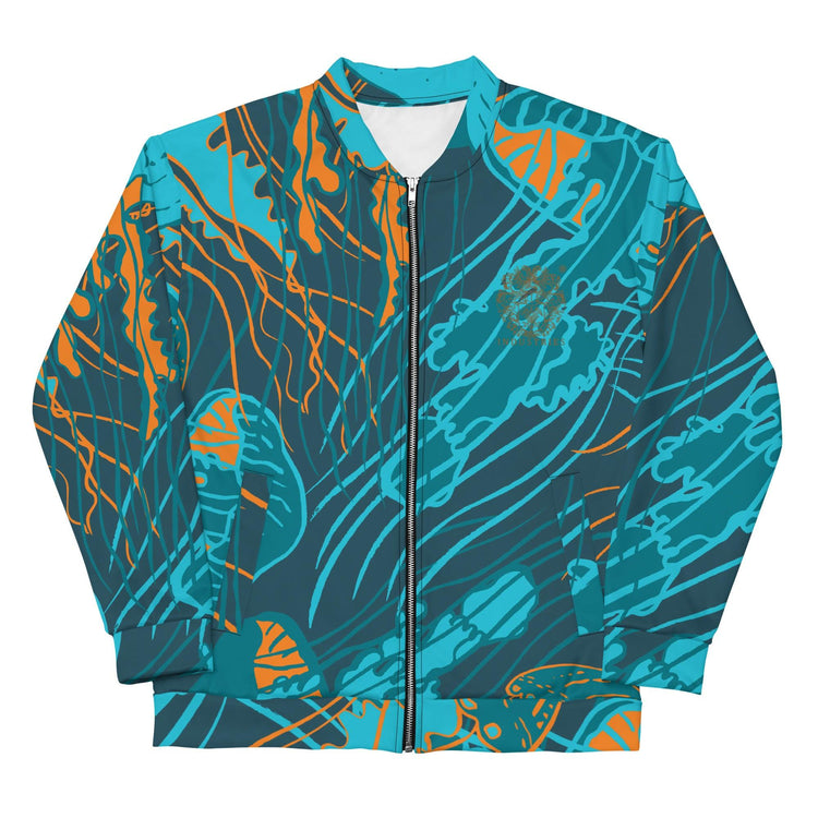 Olivier Industries TM Worldwide Jellyfish -Deep Soul leightweight handmade unisex Bomberjacket - Olivier Industries ® Art & Apparel