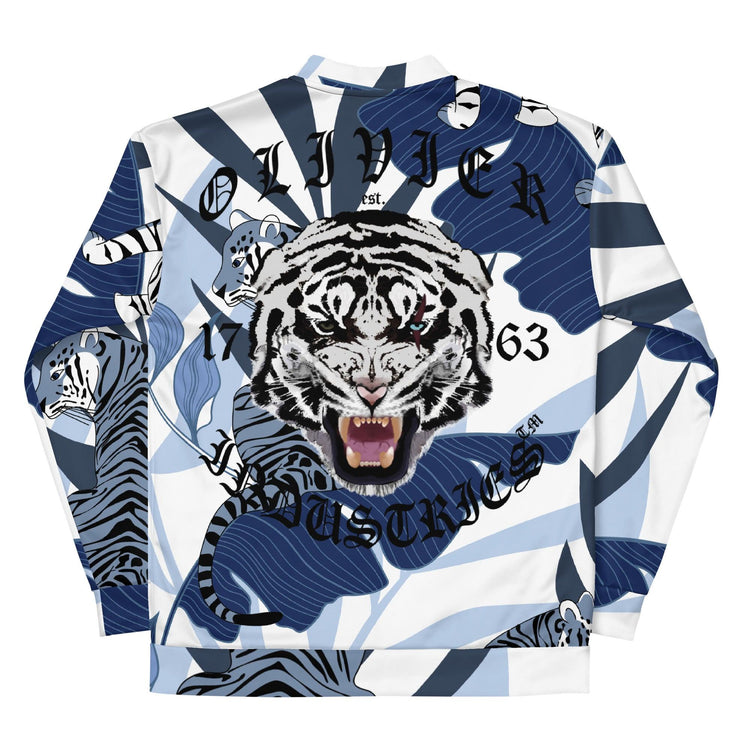 Olivier Industries TM Worldwide - White Tiger Handmade unisex Bomber - Olivier Industries ® Art & Apparel