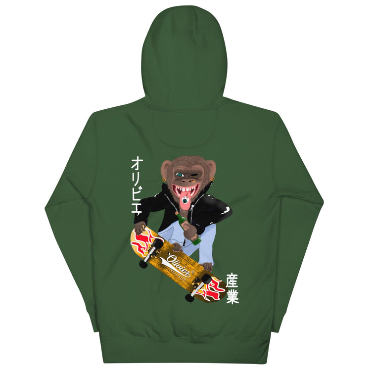 Olivier Industries ®Worldwide- Skating Ape unisex Hoodie - Olivier Industries ® Art & Apparel