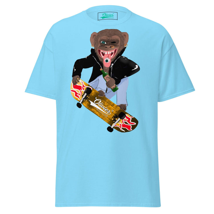 Olivier Industries ® Worldwide-The skating Ape Men fitted Tee - Olivier Industries ® Art & Apparel