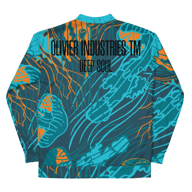 Olivier Industries TM Worldwide Jellyfish -Deep Soul leightweight handmade unisex Bomberjacket - Olivier Industries ® Art & Apparel