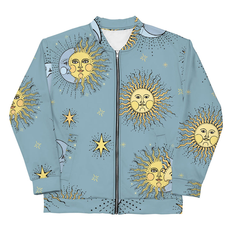 Olivier Industries TM Worldwide - handmade moon-sun leightweight unisex Bomber - Olivier Industries ® Art & Apparel
