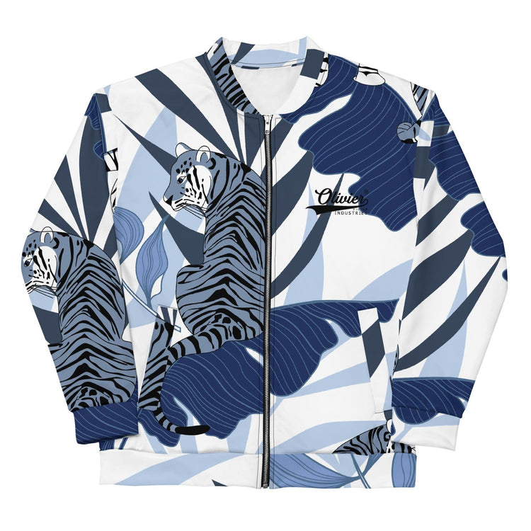 Olivier Industries TM Worldwide - White Tiger Handmade unisex Bomber - Olivier Industries ® Art & Apparel