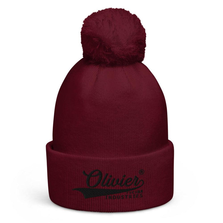 Olivier Industries ® Japanese logo embroidered on unisex bobble beanie - Olivier Industries