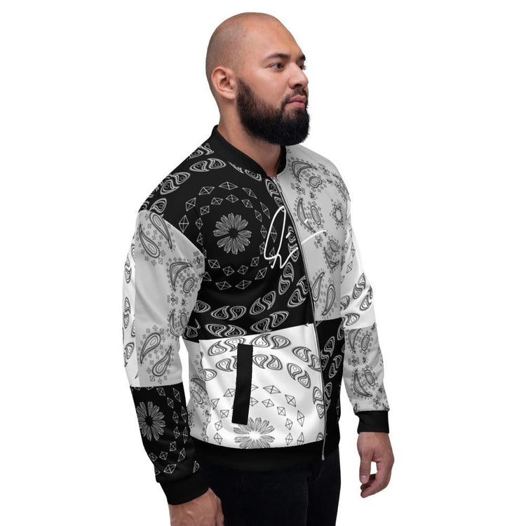 Olivier Industries ® Handmade drawn paisley -Signature unisex Bomberjacket - Olivier Industries ® Art & Apparel