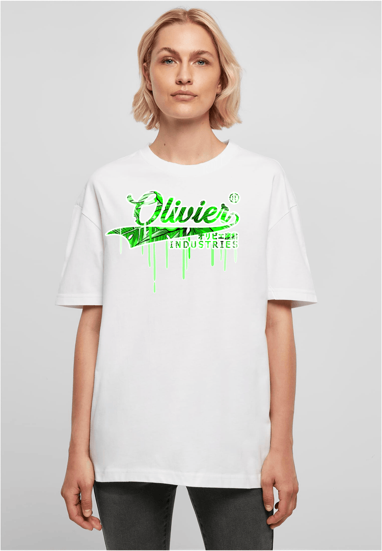 Olivier Industries ® Oversized - Summer style Logo green - Ladies Boyfriend Tee - Olivier Industries ® Art & Apparel