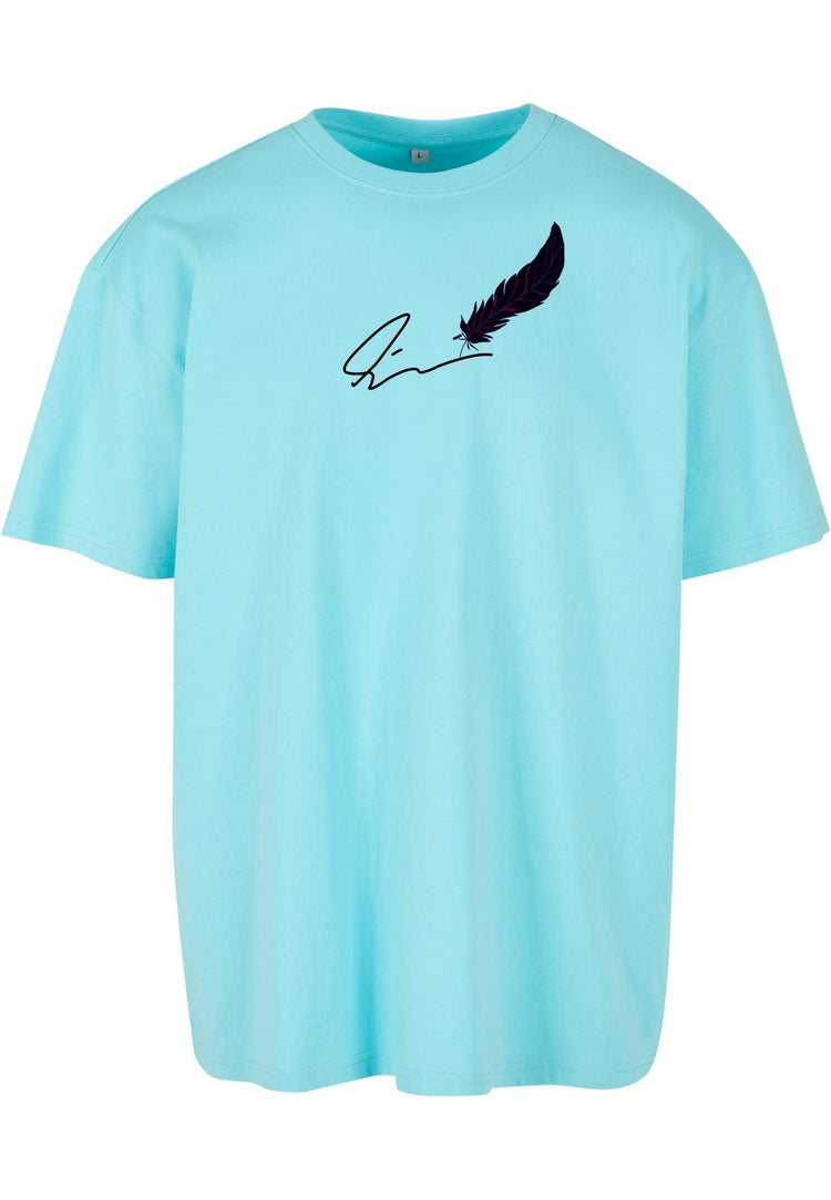 Olivier Industries ®Signature Feather -ocean blue oversized Men Tee - Olivier Industries ® Art & Apparel