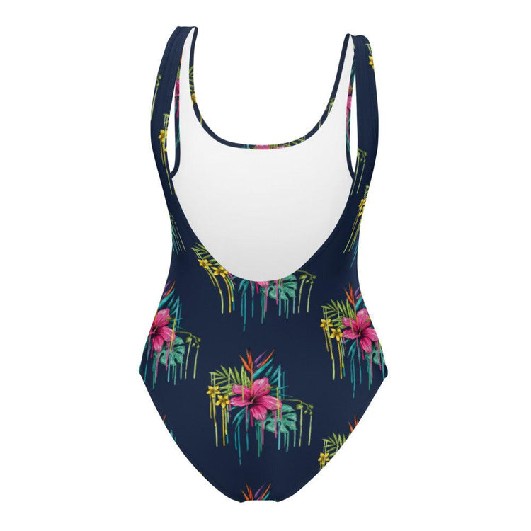 Olivier Industries TM Worldwide leaves Art Navy Einteiliger Badeanzug - Olivier Industries ® Art & Apparel