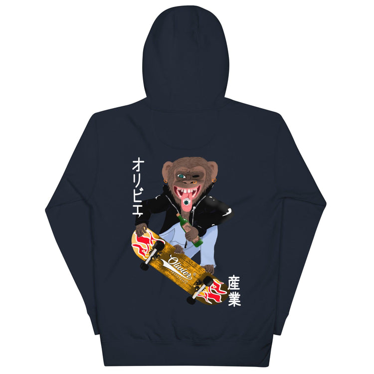 Olivier Industries ®Worldwide- Skating Ape unisex Hoodie - Olivier Industries ® Art & Apparel