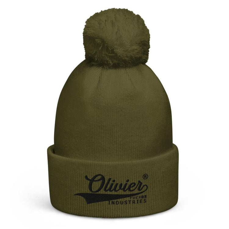 Olivier Industries ® Japanese logo embroidered on unisex bobble beanie - Olivier Industries