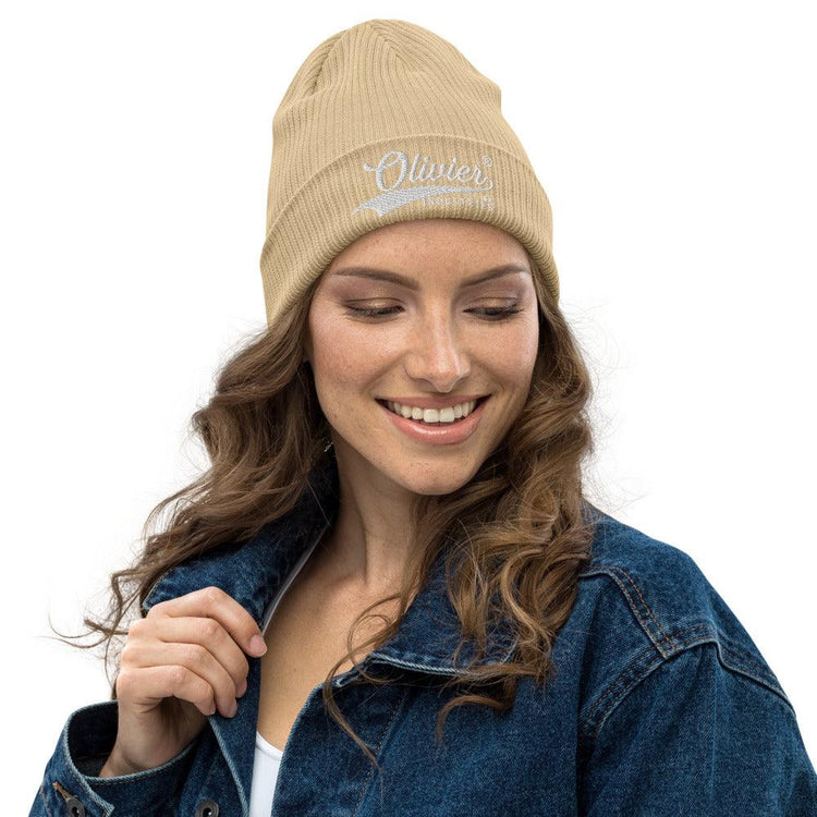 Olivier Industries ® embroidered Japanese logo on organic ribbed beanie - Olivier Industries
